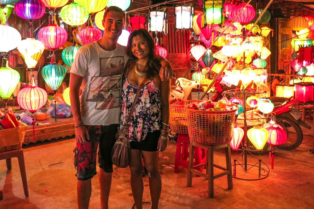 <em>Tom Rogers and Anna Faustino enjoy Hoi An in Quang Nam Province, central Vietnam. Photo: </em>Courtesy of Rogers and Faustino