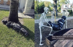 A woman upset her neighbors by decorating her house in a drug-related style to celebrate Halloween A woman upset her neighbors by decorating her house in a drug-related style to celebrate Halloween