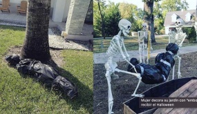 A woman upset her neighbors by decorating her house in a drug-related style to celebrate Halloween
